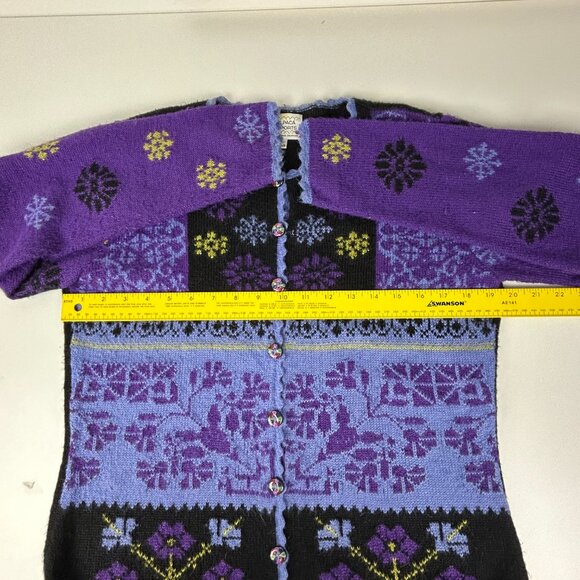 Alpaca Imports Cardigan Sweater Womens Large Handmade‎ Knit Wool Blend Bohemian - Picture 10 of 14